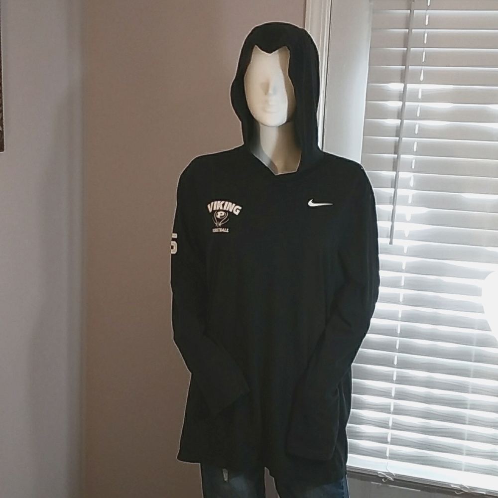 Nike Viking Basketball Size L-G Women's Black Hooded Long Sleeves Sweatshirt.
